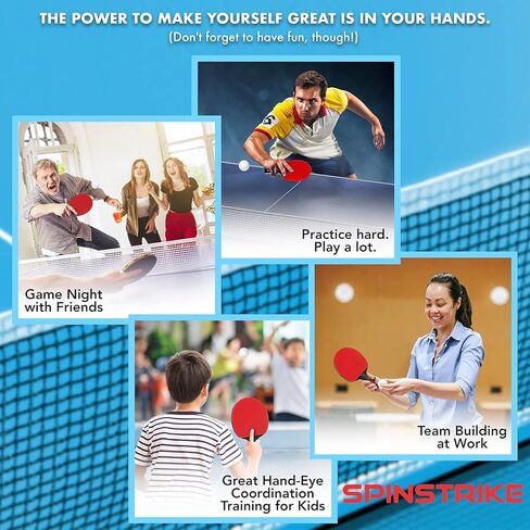 مجموعة مضارب تنس طاولة بجودة احترافية مكونة من 4 مضارب تنس طاولة مع (4) مضارب تنس طاولة وكرات (8) مجموعة من 4 مضارب تنس طاولة من 4 لاعبين in Kuwait