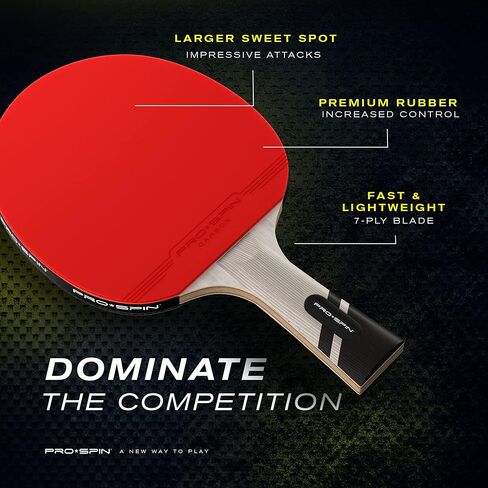 PRO-SPIN Ping Pong Paddles | Carbon Table Tennis Rackets | Elite Series 7-Ply Blade, Premium Rubber, 2.0mm Sponge & Rubber Protector Case | Shakehand or Penhold Grip in Kuwait
