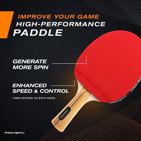 PRO-SPIN Ping Pong Paddles - High-Performance Sets with Premium Table Tennis Rackets, 3-Star Ping Pong Balls, Compact Storage Case | Ping Pong Paddle Set of 2 or 4 for Indoor & Outdoor Games in Kuwait