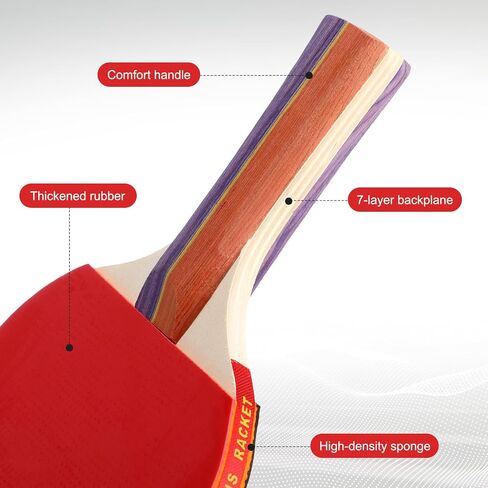 Liliful 8 Pieces Table Tennis Paddle Set Indoor Tennis Rackets Bulks Portable Table Tennis Accessories with 12 Table Tennis Balls and Storage Bag for Indoor Outdoor Kids Adult Professional Games in Saudi Arabia