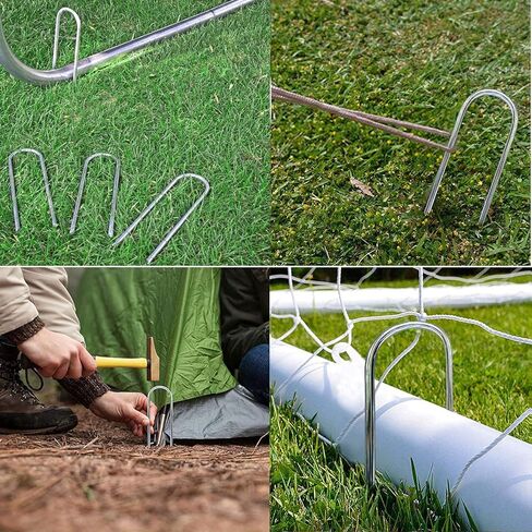 Trampolines Wind Stakes Heavy Duty U Type Sharp Ends Safety 12inch Ground Anchor Galvanized Steel for Soccer Goals, Camping Tents and Huge Garden Decoration (Trampoline Anchors 8pcs) in Kuwait