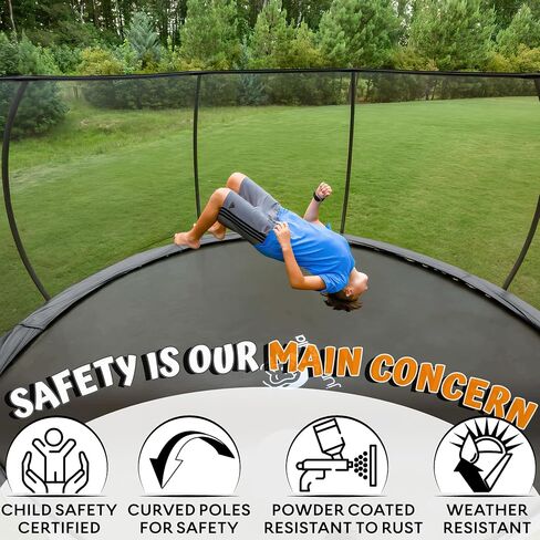 JUMPZYLLA Trampoline 8FT 10FT 12FT 14FT 15FT 16FT Trampoline with Enclosure - Recreational Trampolines with Ladder and AntiRust Coating, ASTM Approval Outdoor Trampoline for Kids in Saudi Arabia