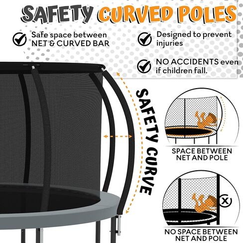 JUMPZYLLA Trampoline 8FT 10FT 12FT 14FT 15FT 16FT Trampoline with Enclosure - Recreational Trampolines with Ladder and AntiRust Coating, ASTM Approval Outdoor Trampoline for Kids in Saudi Arabia