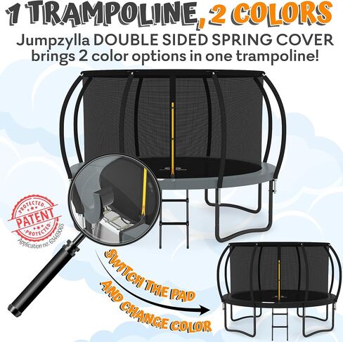 JUMPZYLLA Trampoline 8FT 10FT 12FT 14FT 15FT 16FT Trampoline with Enclosure - Recreational Trampolines with Ladder and AntiRust Coating, ASTM Approval Outdoor Trampoline for Kids in Saudi Arabia
