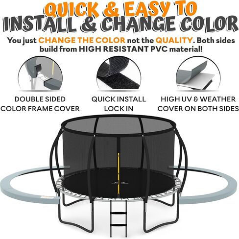 JUMPZYLLA Trampoline 8FT 10FT 12FT 14FT 15FT 16FT Trampoline with Enclosure - Recreational Trampolines with Ladder and AntiRust Coating, ASTM Approval Outdoor Trampoline for Kids in Saudi Arabia