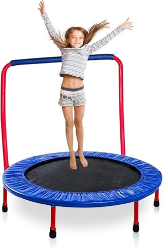 KEWLTAX Kids Trampoline Portable & Foldable 36 Inch Round Jumping Mat for Toddler Durable Steel Metal Construction Frame with Padded Frame Cover and Handle Bar in Kuwait