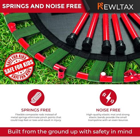 KEWLTAX Kids Trampoline Portable & Foldable 36 Inch Round Jumping Mat for Toddler Durable Steel Metal Construction Frame with Padded Frame Cover and Handle Bar in Kuwait