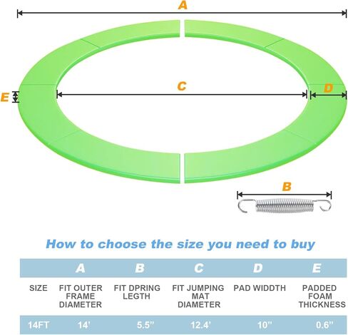 ليدوين وسادة ترامبولين عالمية مزدوجة الجوانب بطول 14 قدم مع غطاءين زنبركيين للترامبولين بديلين مدى الحياة، مقاومة للاشعة فوق البنفسجية، حماية حواف مقاومة للتمزق، ملحقات ترامبولين مقاومة للماء، مقاس in Kuwait
