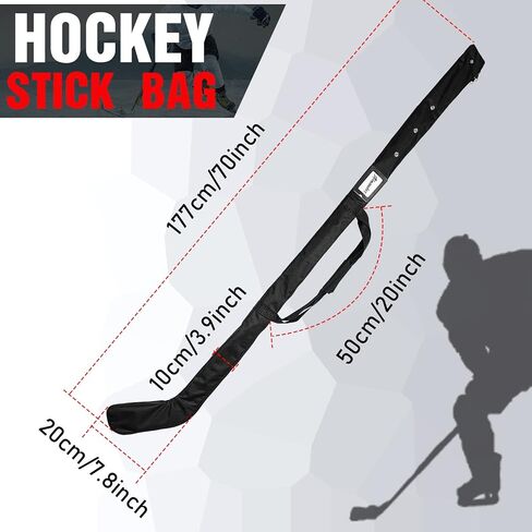 Deekin Ice Hockey Stick Bag Black Lightweight Hockey Stick Bag 70 x 7.8 In Field Hockey Stick Bag with Shoulder Straps for Men Women Adults Indoor Outdoor Hockey Equipment Travel Accessories in Saudi Arabia