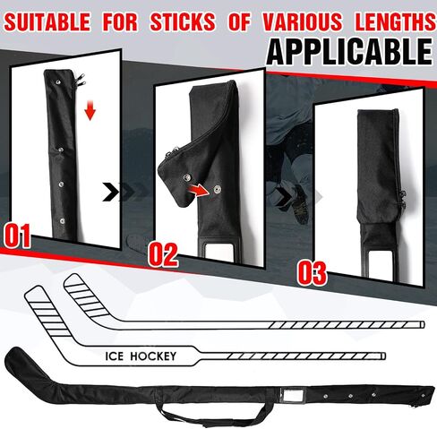 Deekin Ice Hockey Stick Bag Black Lightweight Hockey Stick Bag 70 x 7.8 In Field Hockey Stick Bag with Shoulder Straps for Men Women Adults Indoor Outdoor Hockey Equipment Travel Accessories in Saudi Arabia