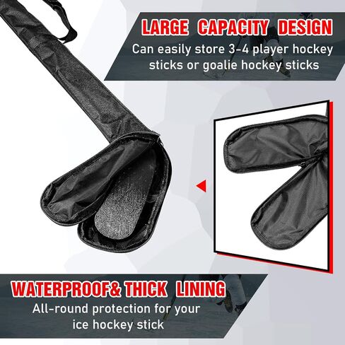 Deekin Ice Hockey Stick Bag Black Lightweight Hockey Stick Bag 70 x 7.8 In Field Hockey Stick Bag with Shoulder Straps for Men Women Adults Indoor Outdoor Hockey Equipment Travel Accessories in Saudi Arabia