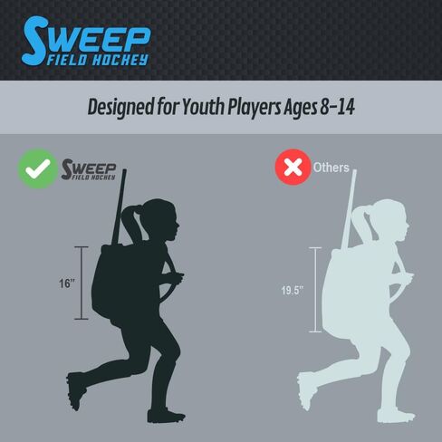 حقيبة ظهر سويب فيلد للهوكي الشبابية ذات حجم مثالي للرياضيين الذين تتراوح أعمارهم بين 8 و14 عامًا على عكس حقائب الظهر الكبيرة الكبيرة الحجم للبالغين - تتميز بحاملين للعصا وجيبين جانبيين ومساحة منفصلة للمرابط in Kuwait