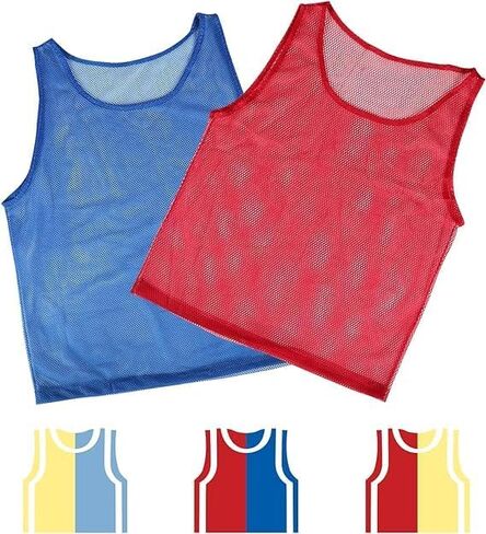 Tytroy 12 Pinnies Youth Practice Team Jerseys Mesh Scrimmage Training Vest Kids Sports Blue and Red in Kuwait
