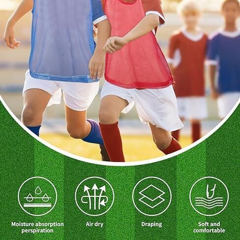 Tytroy 12 Pinnies Youth Practice Team Jerseys Mesh Scrimmage Training Vest Kids Sports Blue and Red in Kuwait