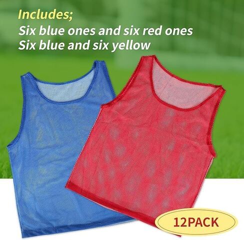 Tytroy 12 Pinnies Youth Practice Team Jerseys Mesh Scrimmage Training Vest Kids Sports Blue and Red in Kuwait