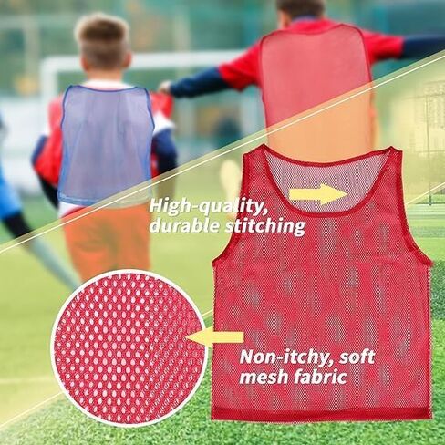 Tytroy 12 Pinnies Youth Practice Team Jerseys Mesh Scrimmage Training Vest Kids Sports Blue and Red in Kuwait