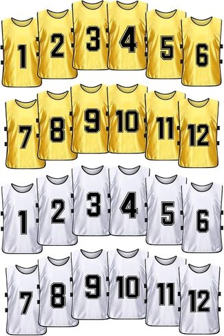 سترة تدريب MTTYYD Scrimmage فريق رياضي Pinnies ذو وجهين مرقمة لفريق كرة القدم Pennies للأطفال والشباب والكبار (24 حزمة) in Kuwait
