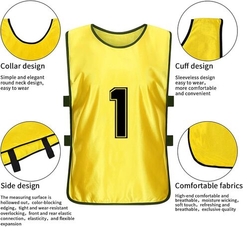 سترة تدريب MTTYYD Scrimmage فريق رياضي Pinnies ذو وجهين مرقمة لفريق كرة القدم Pennies للأطفال والشباب والكبار (24 حزمة) in Kuwait