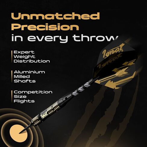 IgnatGames Darts Metal Tip Set - Professional Darts with Stylish Case and Darts Guide, Steel Tip Darts Set with Aluminum Shafts + Rubber O'Rings + Extra Flights + Dart Sharpener and Wrench in Kuwait