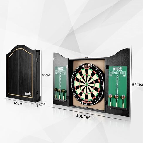 ONE80 All-in-One Dartgame Center with Self-Healing Sisal/Double-Sided Dartboard & Multifunctional Cabinet 6 Steeltip Darts and Mounting Kit Included in Kuwait