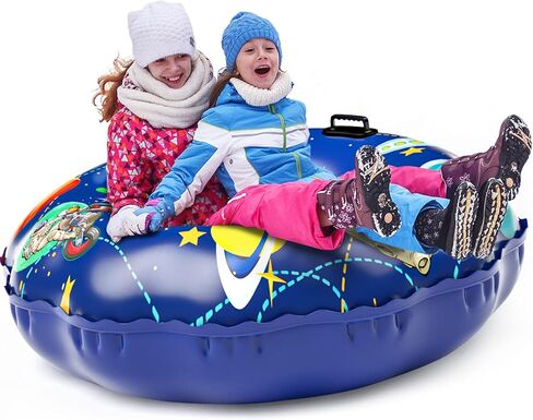 Hyperzoo Snow Tube, Extra Large 55" Inflatable Snow Sleds for Kids and Adults Heavy Duty Wear-Resistant Snow Tubes Cover for Sledding with Reinforced Handles for Winter Outdoor Skiing Fun Family Activ in Kuwait