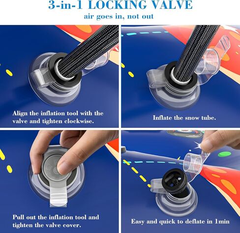 Hyperzoo Snow Tube, Extra Large 55" Inflatable Snow Sleds for Kids and Adults Heavy Duty Wear-Resistant Snow Tubes Cover for Sledding with Reinforced Handles for Winter Outdoor Skiing Fun Family Activ in Kuwait