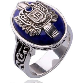 XCFS العتيقة الفضة مطلي بالذهب مصاص دماء البضائع الفرقة خاتم ديمون سالفاتور الأزرق ستون نمط تذكارية ضوء النهار خواتم للرجال، مقاس 6-12, معدن, غير معروف in Kuwait