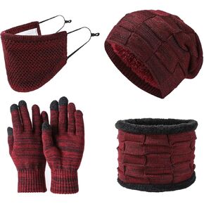 3 قطعة مجموعة النساء الجمجمة قبعة الثلوج قبعة تزلج الرقبة دائرة وشاح قناع الوجه أقنعة الشتاء متماسكة الصوف قبعة الطقس البارد in Kuwait