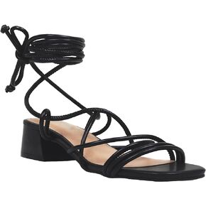 Women's Cross Lace Up Chunky Heels Sandals, Strappy Gladiator Low Block Pump Sandals