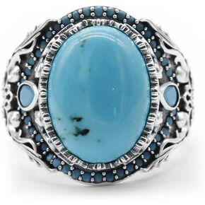Artever 925 Sterling Silver Men's Ring Multicolor Stone Ring Vintage Turkish Style Men's Handmade Jewelry