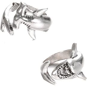 Punk Gothic Rings for Men Women Adjustable Knuckle Stackable Rings Personalized Tiger Lion Shark Dragon Wolf Snake Rings for Teen Girls Cool Jewelry