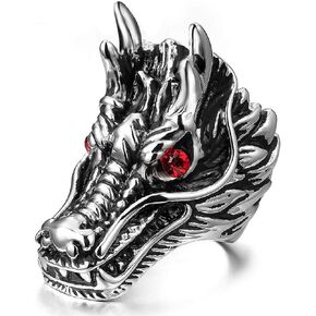 Dragon Ring for Men, Norse Viking Dragon Head Ring, Gothic Red Eye Dragon Ring, Vintage Dragon Totem Amulet Ring, Punk Animal Dragon Jewelry for Men Boys in Saudi Arabia