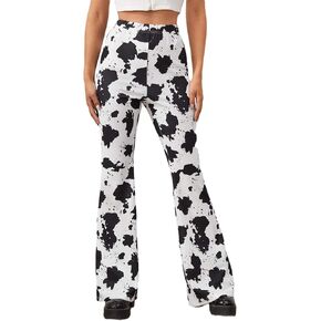 SweatyRocks Women's Boho Stretchy Wide Leg Leopard Print Bell Bottom Flare Pants in Saudi Arabia