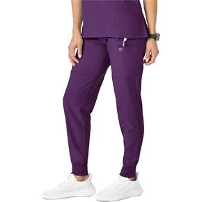 WonderWink W123 Women’s Comfort Waist Cargo Jogger Pant — Eggplant, X-S Petite
