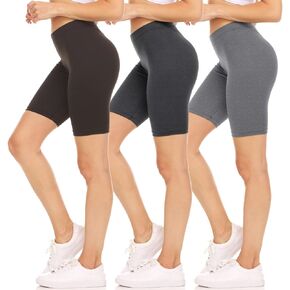 Sweet Hearts 3 Pack Biker Shorts for Women- Elastic Waist Lycra Anti-Chafing Running Gym Workout Yoga Slip Shorts Made in USA