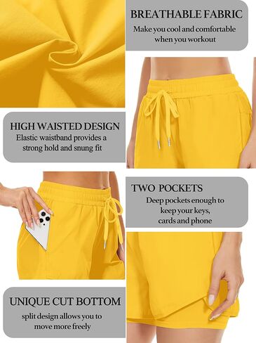Custer's Night Women's Running Short Workout Athletic Jogging Shorts 2-in-1 in Saudi Arabia