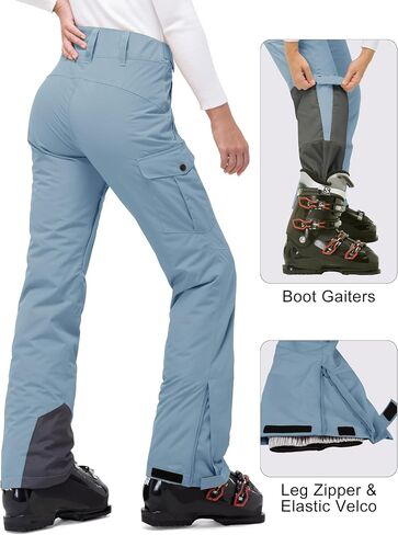 33,000ft Women's Insulated Snow Pants, Waterproof Snowboard Ski Pants with Boot Gaiters in Kuwait