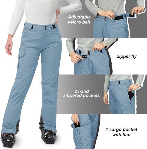 33,000ft Women's Insulated Snow Pants, Waterproof Snowboard Ski Pants with Boot Gaiters in Kuwait
