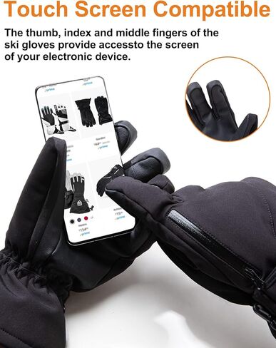 GEMYSE Ski Gloves for Men & Women Waterproof Touchscreen Snowboard Gloves 3M Thinsulate Insulated Warm Winter Snow Gloves with Pocket in Kuwait