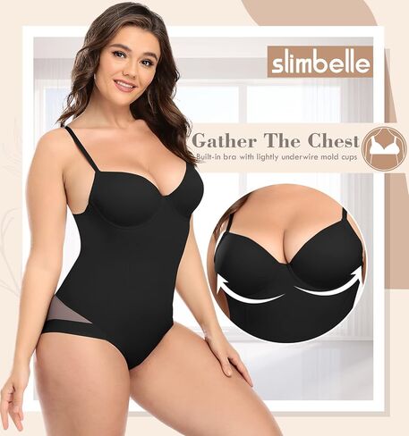 بدلة الجسم سليمبيل للنساء للتحكم في البطن - مشكل الجسم التخسيس مع حمالة صدر مدمجة للجسم in Kuwait
