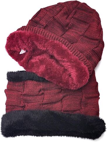 3 قطعة مجموعة النساء الجمجمة قبعة الثلوج قبعة تزلج الرقبة دائرة وشاح قناع الوجه أقنعة الشتاء متماسكة الصوف قبعة الطقس البارد in Kuwait