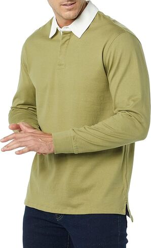 Amazon Essentials Men's Organic Cotton Long Sleeve Rugby Top (Previously Amazon Aware) in Saudi Arabia