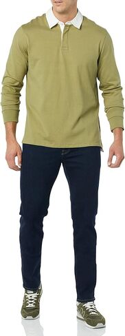 Amazon Essentials Men's Organic Cotton Long Sleeve Rugby Top (Previously Amazon Aware) in Saudi Arabia