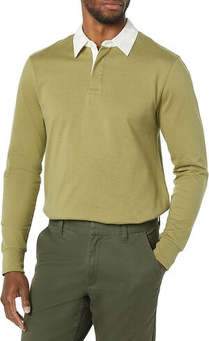 Amazon Essentials Men's Organic Cotton Long Sleeve Rugby Top (Previously Amazon Aware) in Saudi Arabia