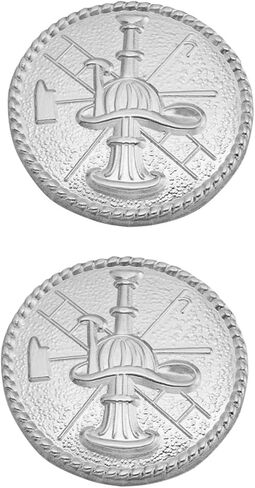 Smith & Warren Firefighter Scramble Vertical Horn On Round Disc with Rope Border Collar Brass Rank Insignia Silver Finish Fire Uniform Pin in Saudi Arabia