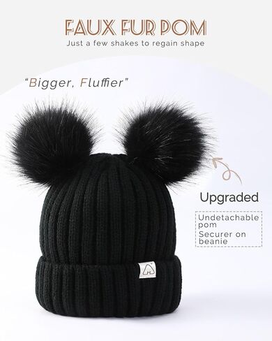 Hat Hut Winter Hats for Women Satin Lined Beanie Hats for Women Knit Ski Hat Winter Cap for Women Pom Pom Beanie in Kuwait