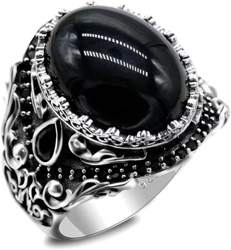 Artever 925 Sterling Silver Men's Ring Multicolor Stone Ring Vintage Turkish Style Men's Handmade Jewelry in Kuwait