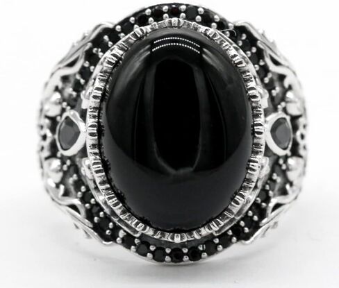 Artever 925 Sterling Silver Men's Ring Multicolor Stone Ring Vintage Turkish Style Men's Handmade Jewelry in Kuwait