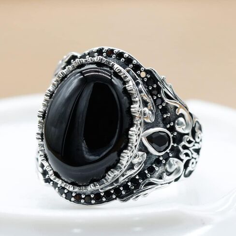 Artever 925 Sterling Silver Men's Ring Multicolor Stone Ring Vintage Turkish Style Men's Handmade Jewelry in Kuwait