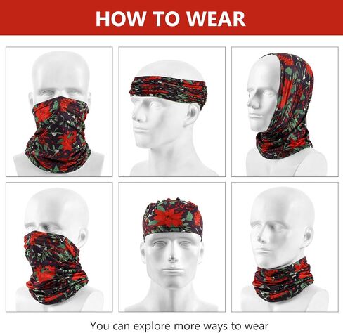 10 Pieces Christmas Neck Gaiter Balaclava Bandana Christmas Printed Santa Claus Face Covering Scarf, 6 Pieces Adult Winter Bandana and 4 Pieces Children Winter Bandana for Christmas in Saudi Arabia